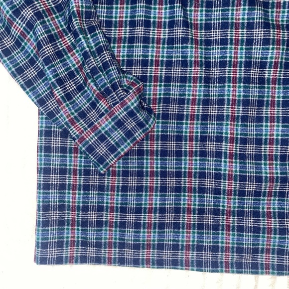 Pendleton Board Shirt Blue and Green Plaid Wool Shirt Loop Collar - Picture 7 of 9